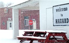 Photo of a winter scene in downtown Hazard, Nebraska